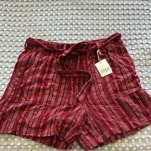a.n.a Women's Burgundy Striped Shorts NWT